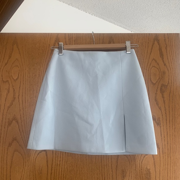 Aritzia Dresses & Skirts - Aritzia vegan leather mini skirt / light blue
